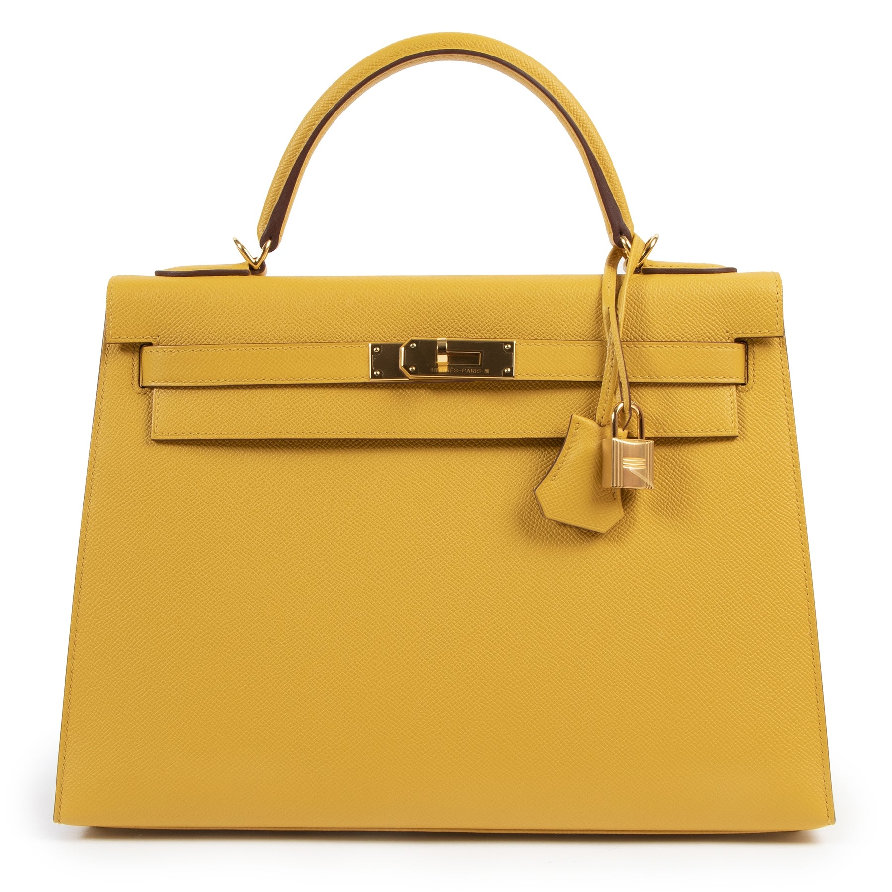 Hermès Kelly 32 Jaune Ambre Veau Epsom GHW for the best price at Labellov