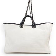 Authentic secondhand Chanel Deauville XL Canvas Tote Bag designer bags fashion luxury vintage webshop safe secure online shopping