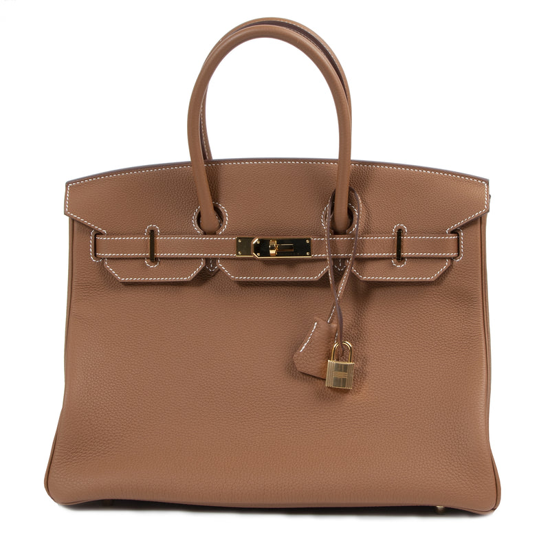 Hermès Birkin 35 Verso Goud / Geranium Togo GHW