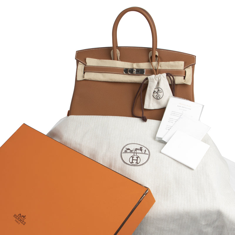 koop veilig online *Never Used* Hermes Birkin 35 Togo Gold PHW