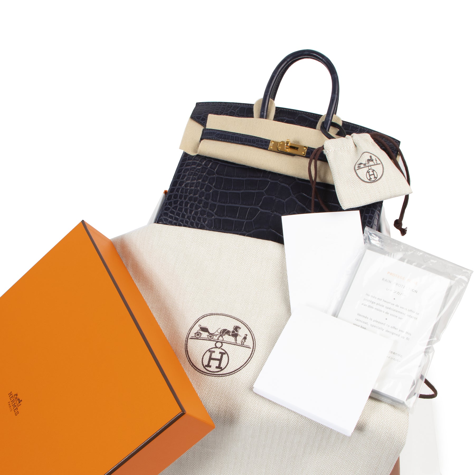 NEW Hermès Birkin 25 Alligator Mississippiensis Mat Bleu Indigo GHW