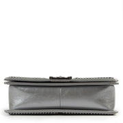 Authentic secondhand Chanel Silver Quilted Boy Shoulder Bag designer bags fashion luxury vintage webshop safe secure online shopping