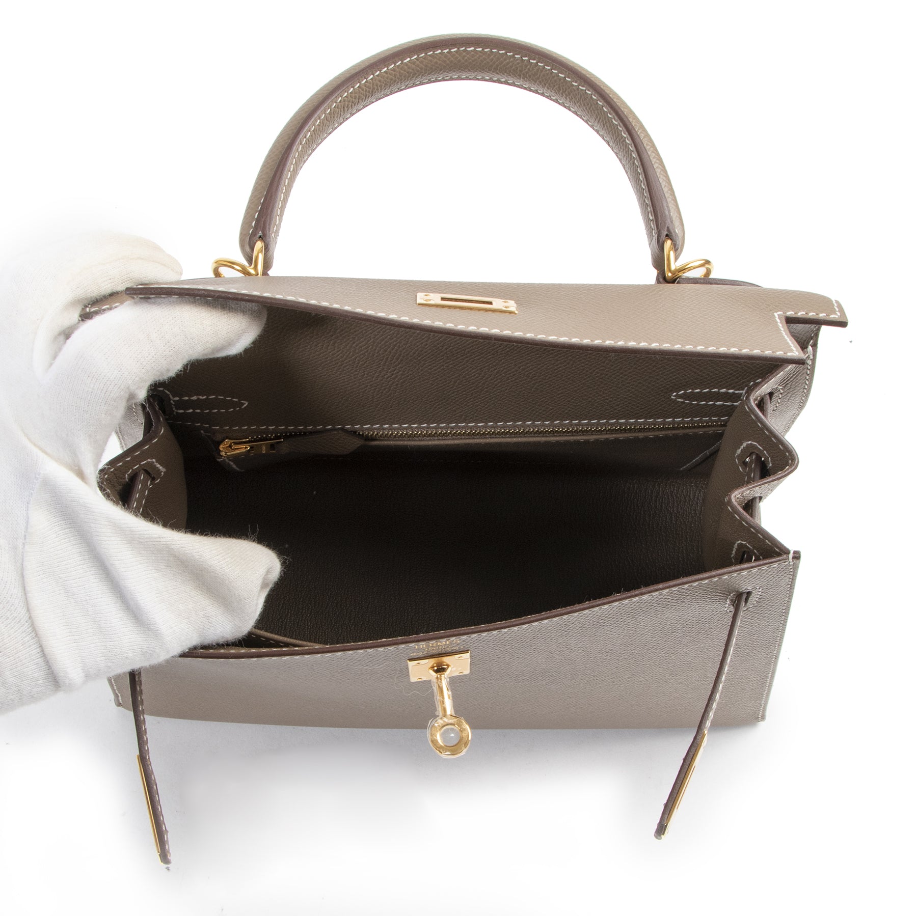 Hermès Kelly 25cm étoupe epsom GHW