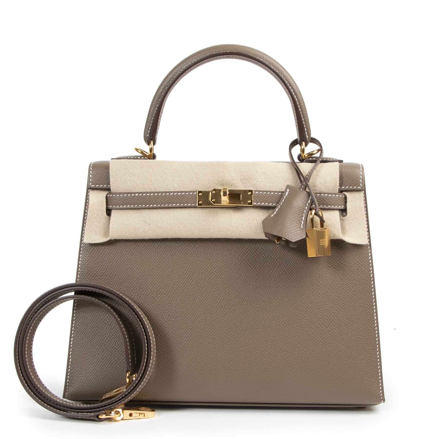 Hermès Kelly 25cm étoupe epsom GHW