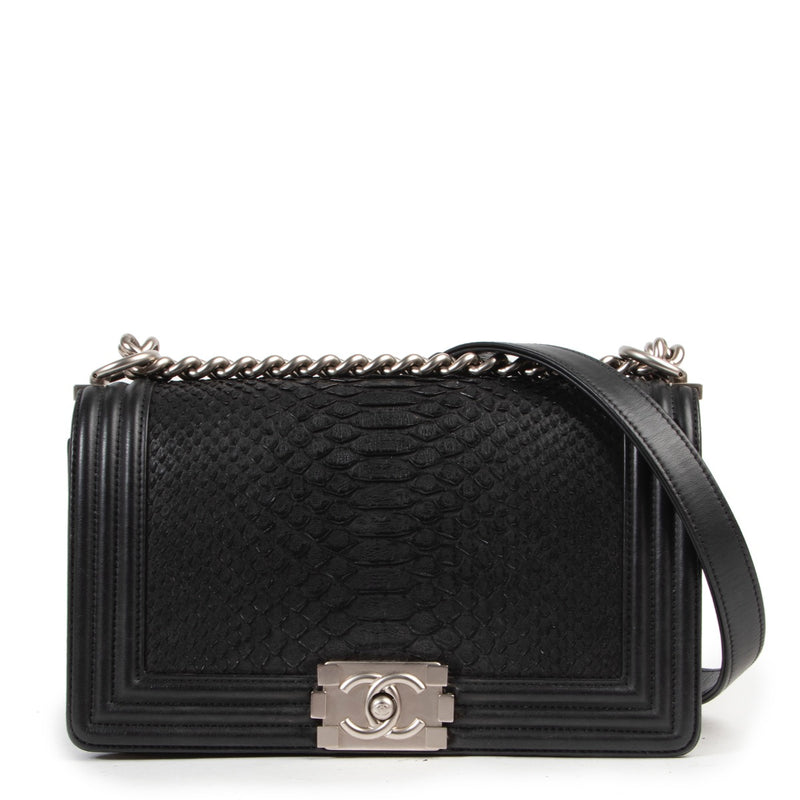 Shop online authentic second hand Chanel Black Python Medium Boy Bag at Labellov.com.