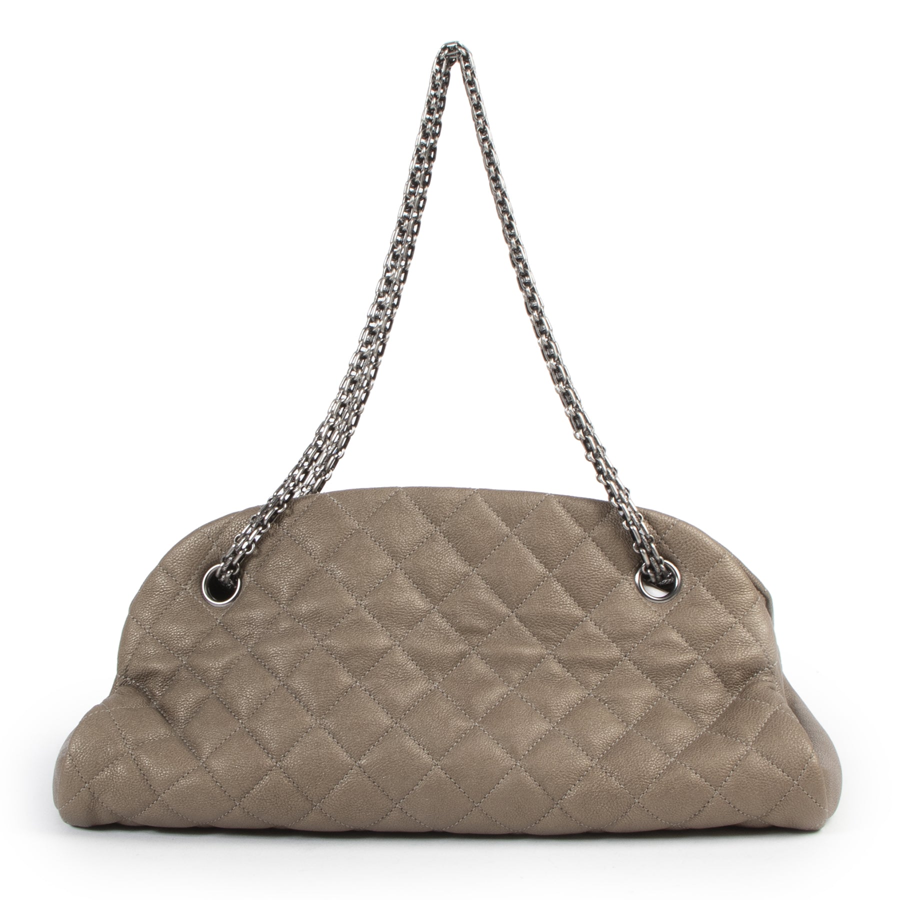 Authentieke Tweedehands Chanel Taupe Leather Mademoiselle Bag juiste prijs veilig online shoppen luxe merken webshop winkelen Antwerpen België mode fashion
