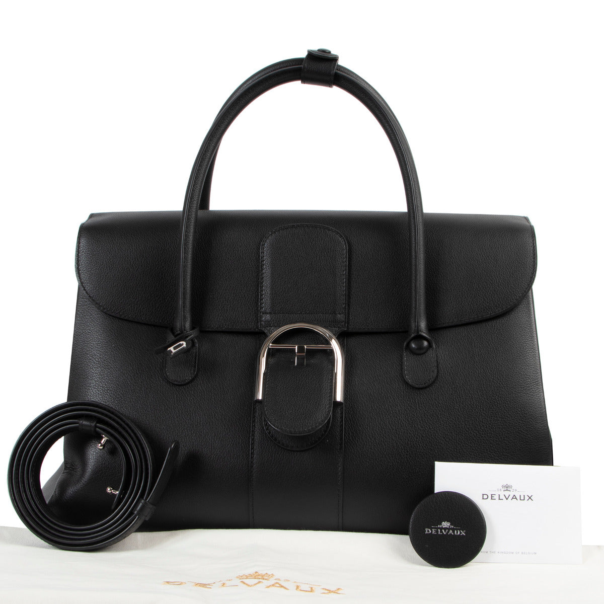 Delvaux Black Brillant Double Poignée Sellier