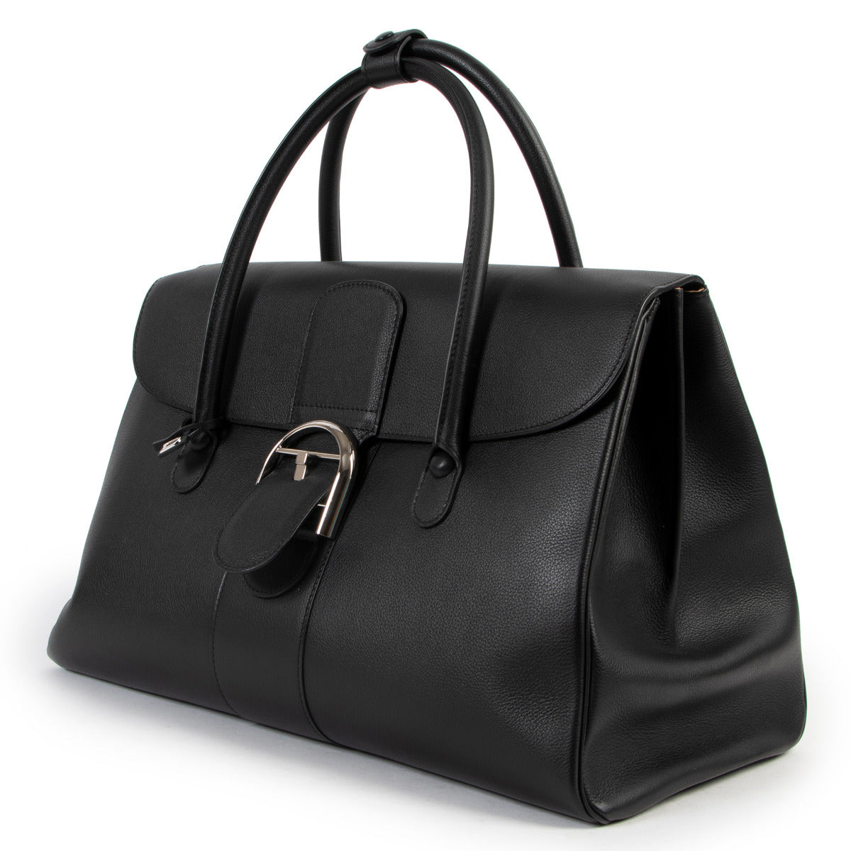 Delvaux Black Brillant Double Poignée Sellier