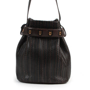 Delvaux Black And Brown Calicot Crossbody Bag