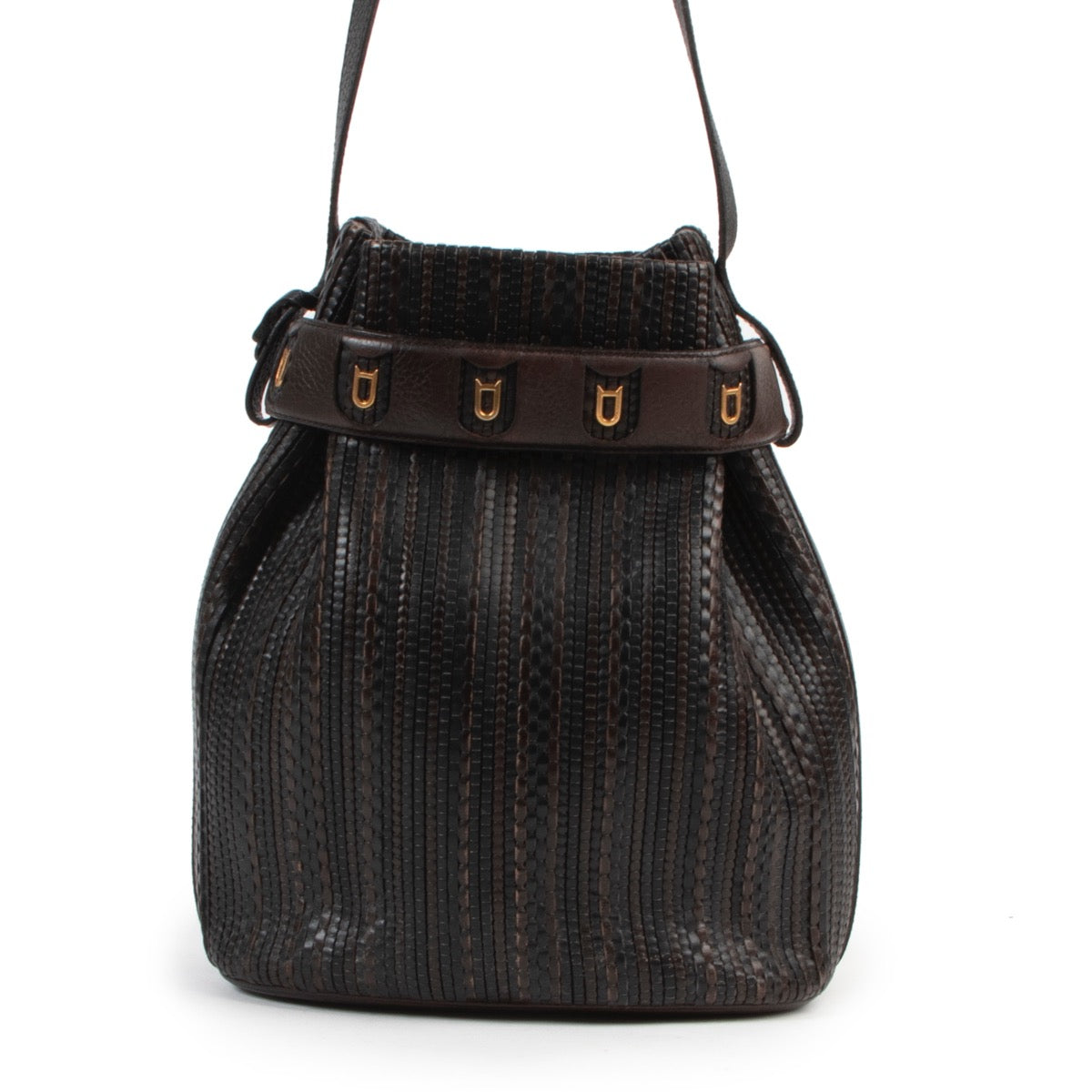 Delvaux Black And Brown Calicot Crossbody Bag