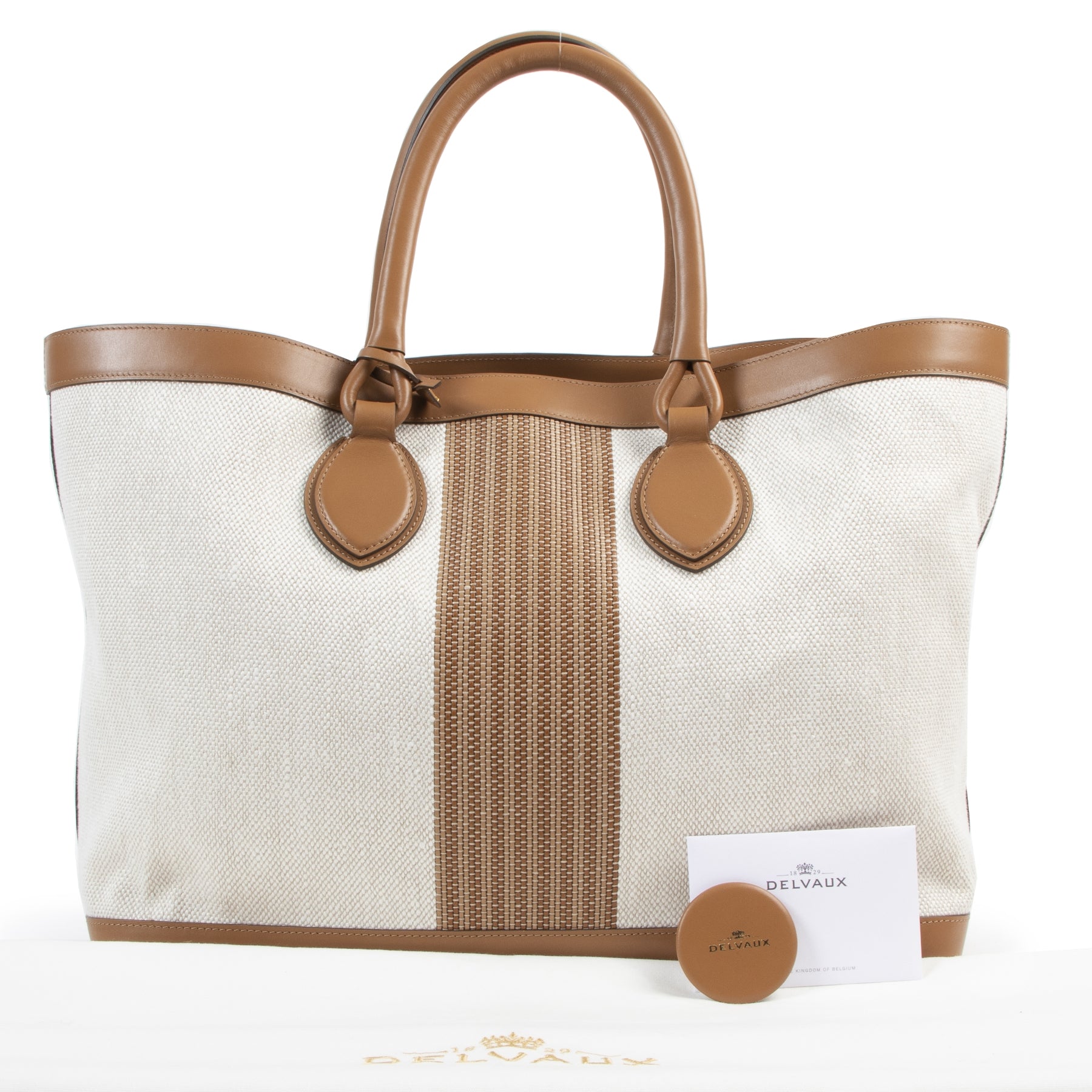 brand new outlet Delvaux Canvas and Leather Cabas Chic Gm