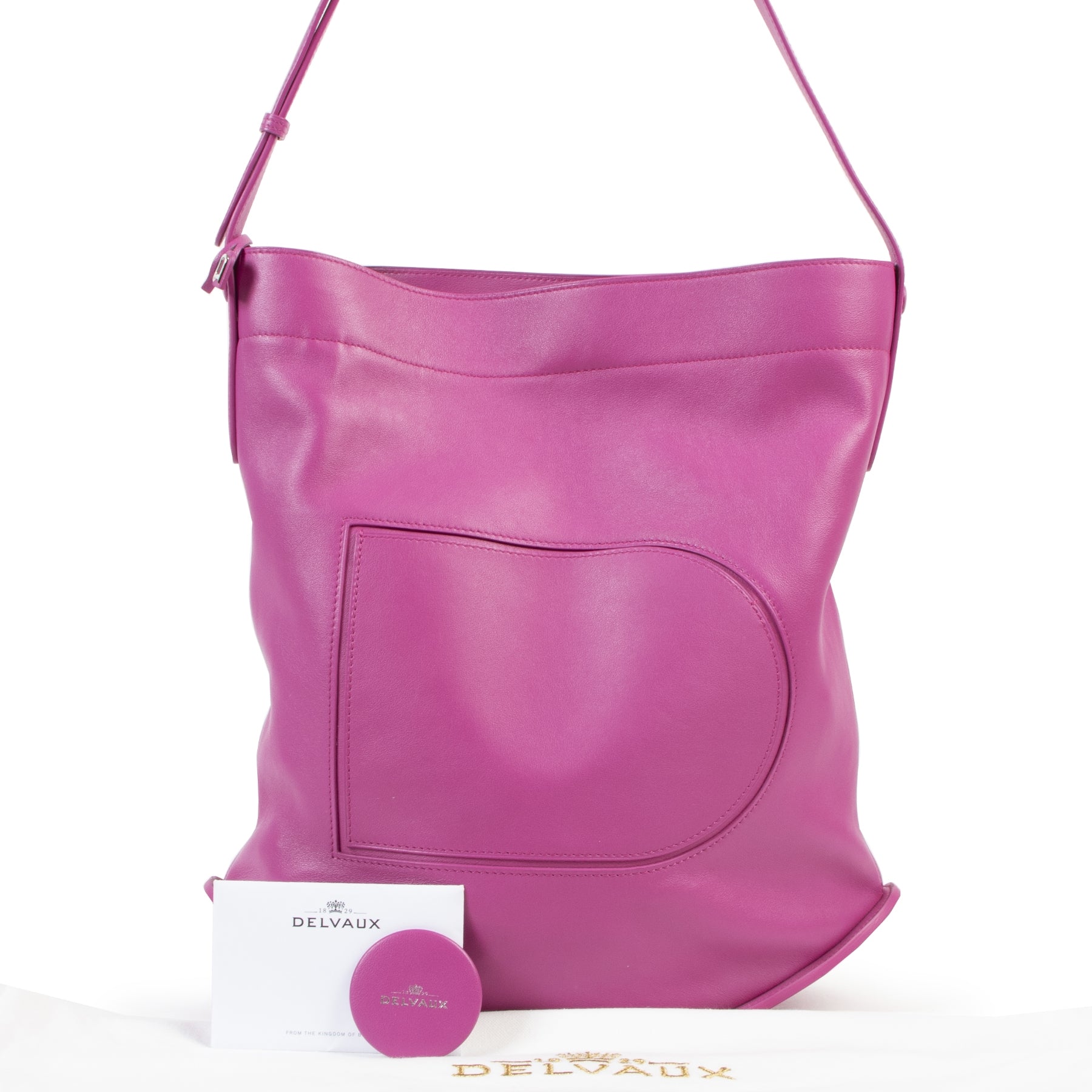 100% authentic Delvaux Le Pin Allure Héliotrope Pink Shoulder Bag for the best price at Labellov secondhand luxury in Antwerp.