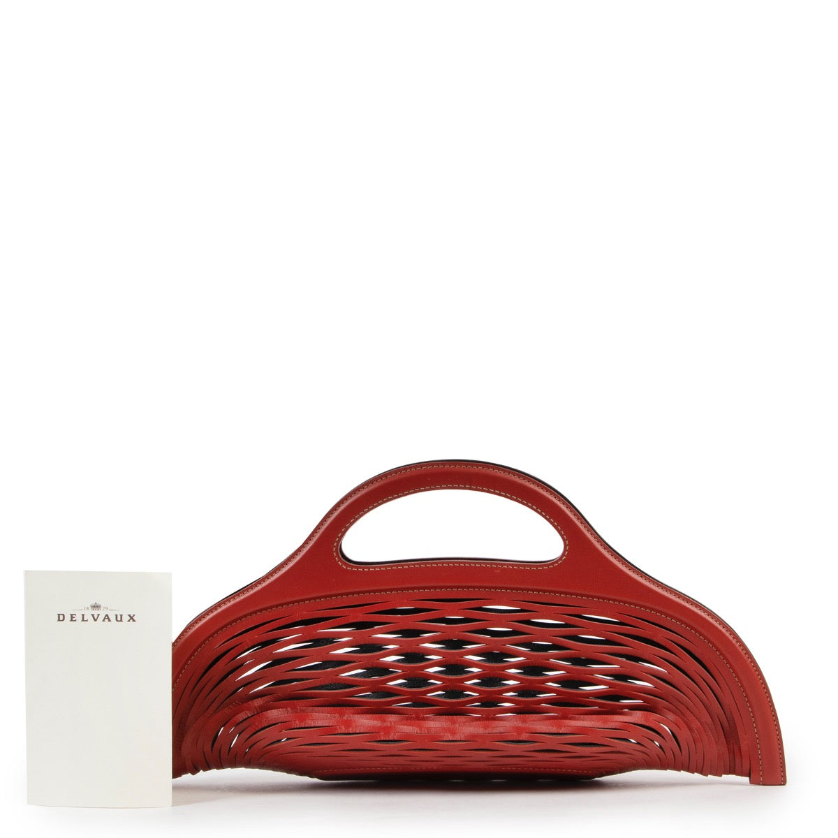 Shop safe online 100% authentic second hand Delvaux Red Limited Edition Kaisin Basket Bag in very good, excellent condition at the right price at Labellov in Antwerp.