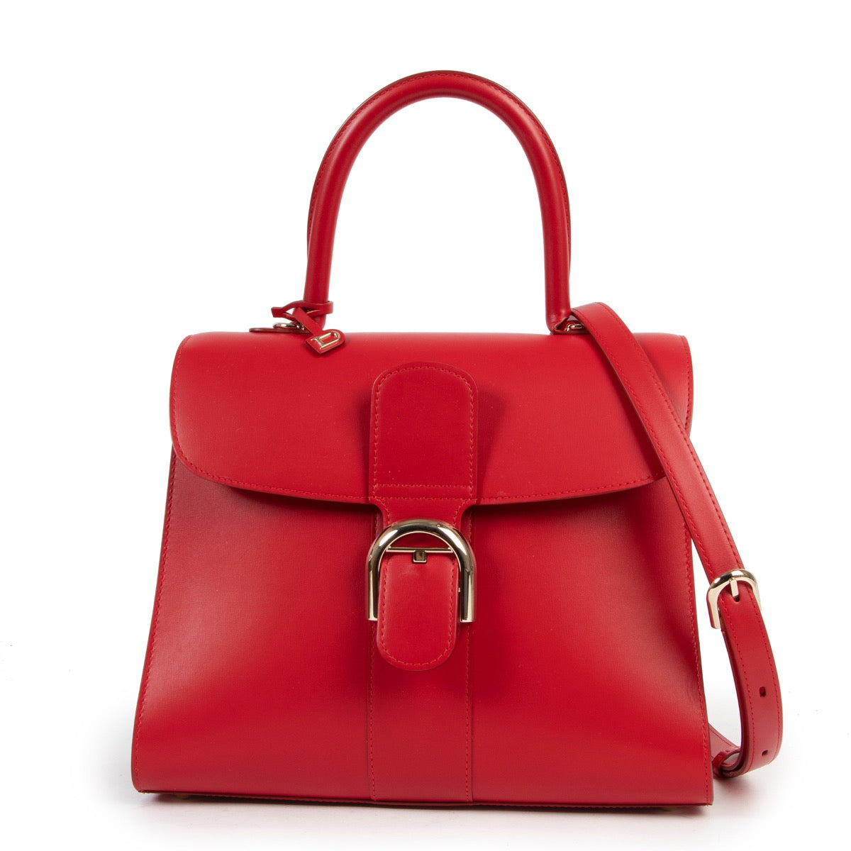 Shop safe online 100% authentic second hand Delvaux Lipstick Red Boxcalf MM Brillant in as new, excellent condition at the right price. at Labellov in Antwerp.