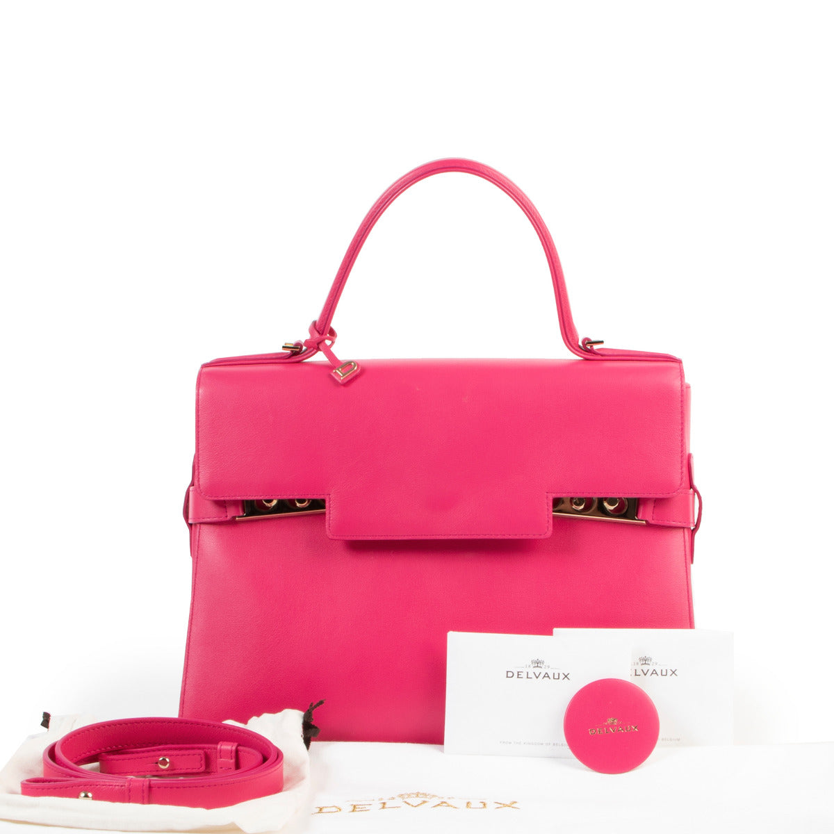 Delvaux Rose Indien Supple Calf Tempête GM