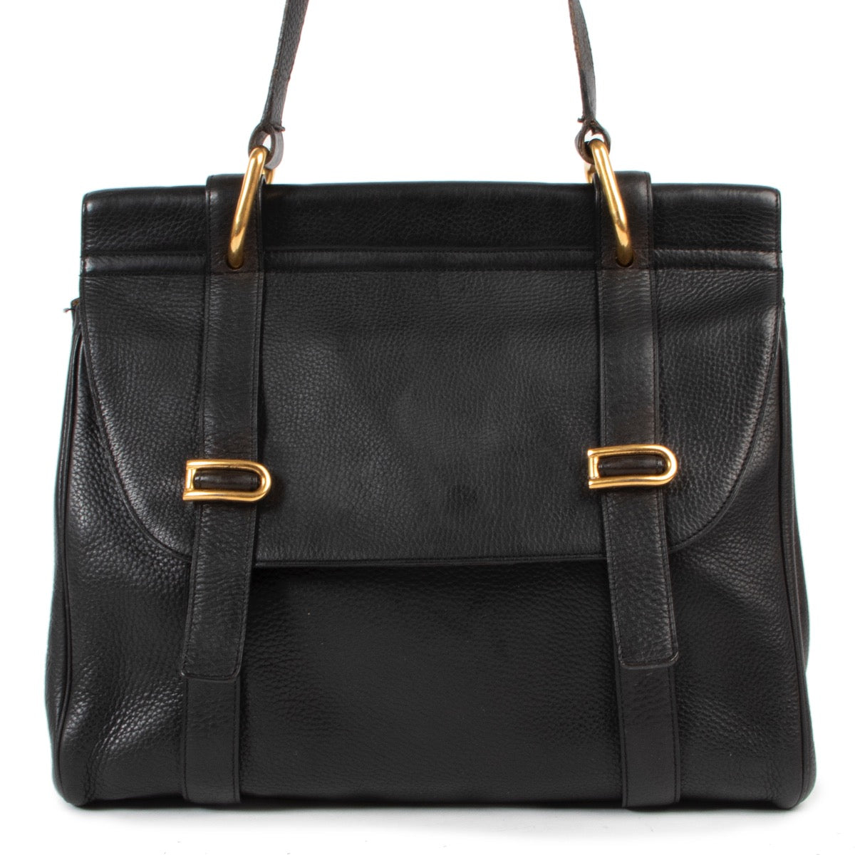 Shop safe online authentic second hand Delvaux Black Leather Shoulder Bag.