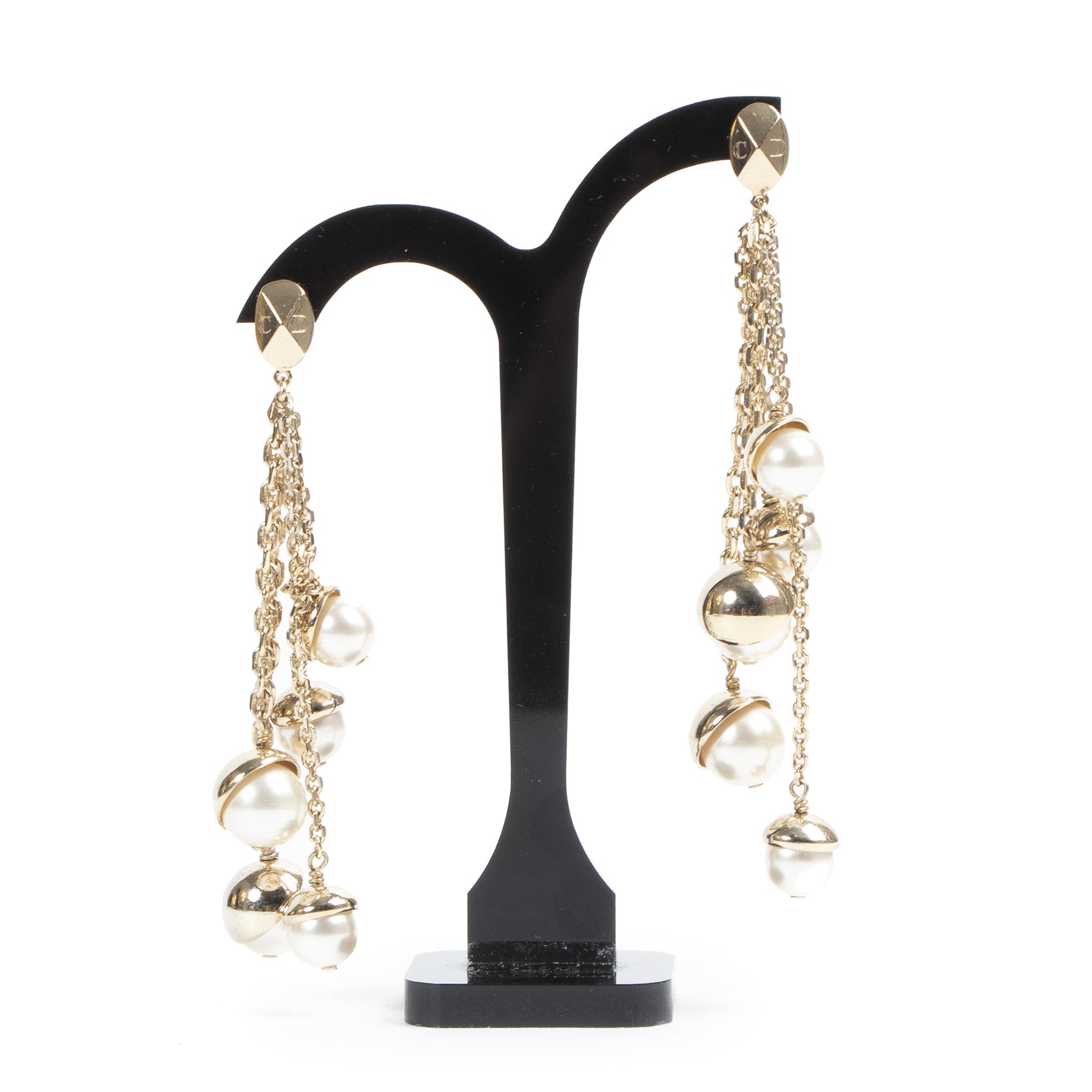 Authentic secondhand Dior Pearl Drop Earrings designer accessories fashion luxury vintage webshop