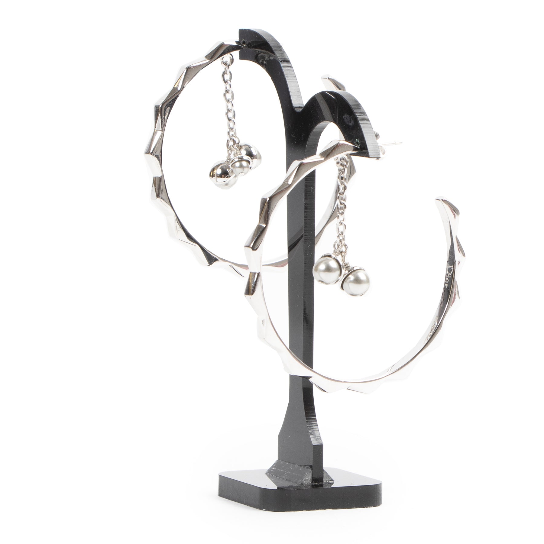 are you looking for an authentic designer Christian Dior Silver Hoop Earrings ?
