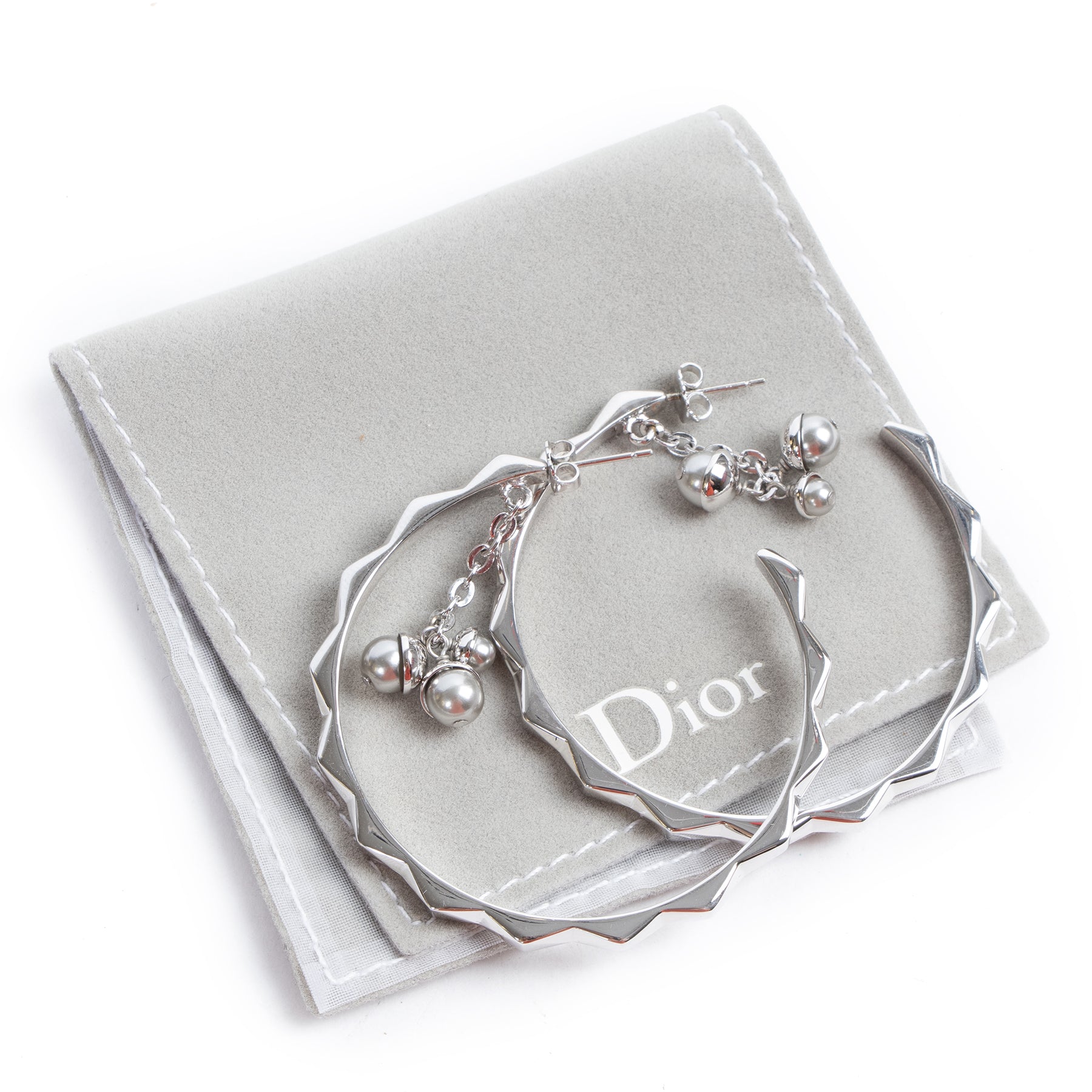 Christian Dior Silver Hoop Earrings for the best price at labellov secondhand