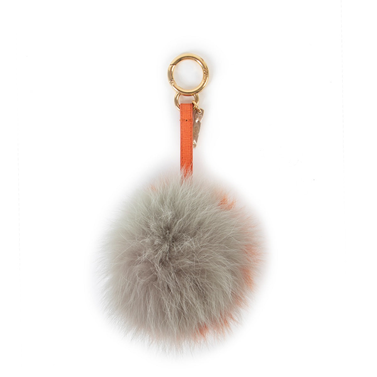 Fendi Orange/Grey Fox Fur Pom-Pom Keychain Bag Charm