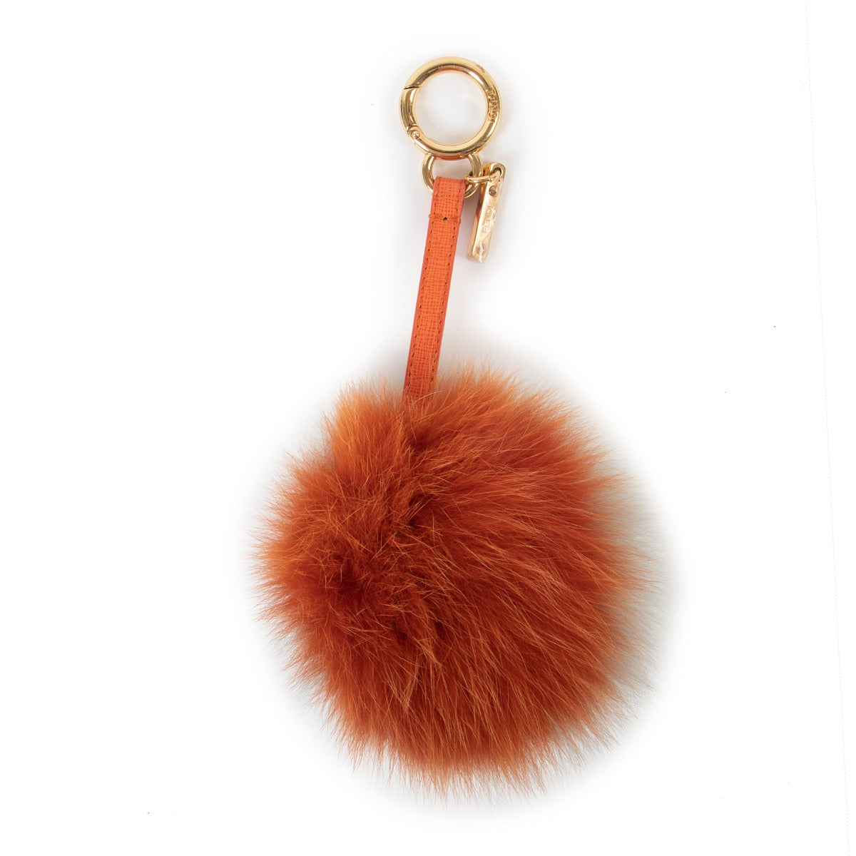 Fendi Orange/Grey Fox Fur Pom-Pom Keychain Bag Charm