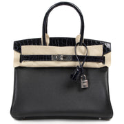 Hermès Birkin 30cm Touch Noir Bleu Marine Taurillon Novilo croco niloticus PHW for sale online at Labellov secondhand luxury in Antwerp Belgium