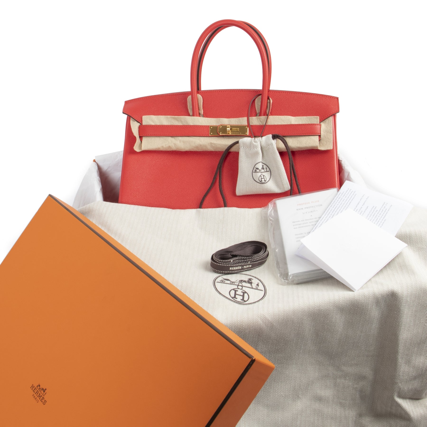 NEVER USED Hermes Birkin 35 Epsom Rouge Tomate GHW