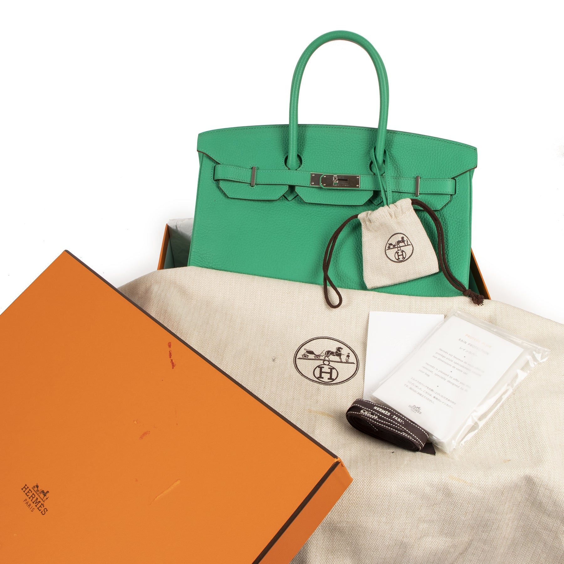 Hermès Birkin 35cm Taurillon Clemence Vert Menthe PHW