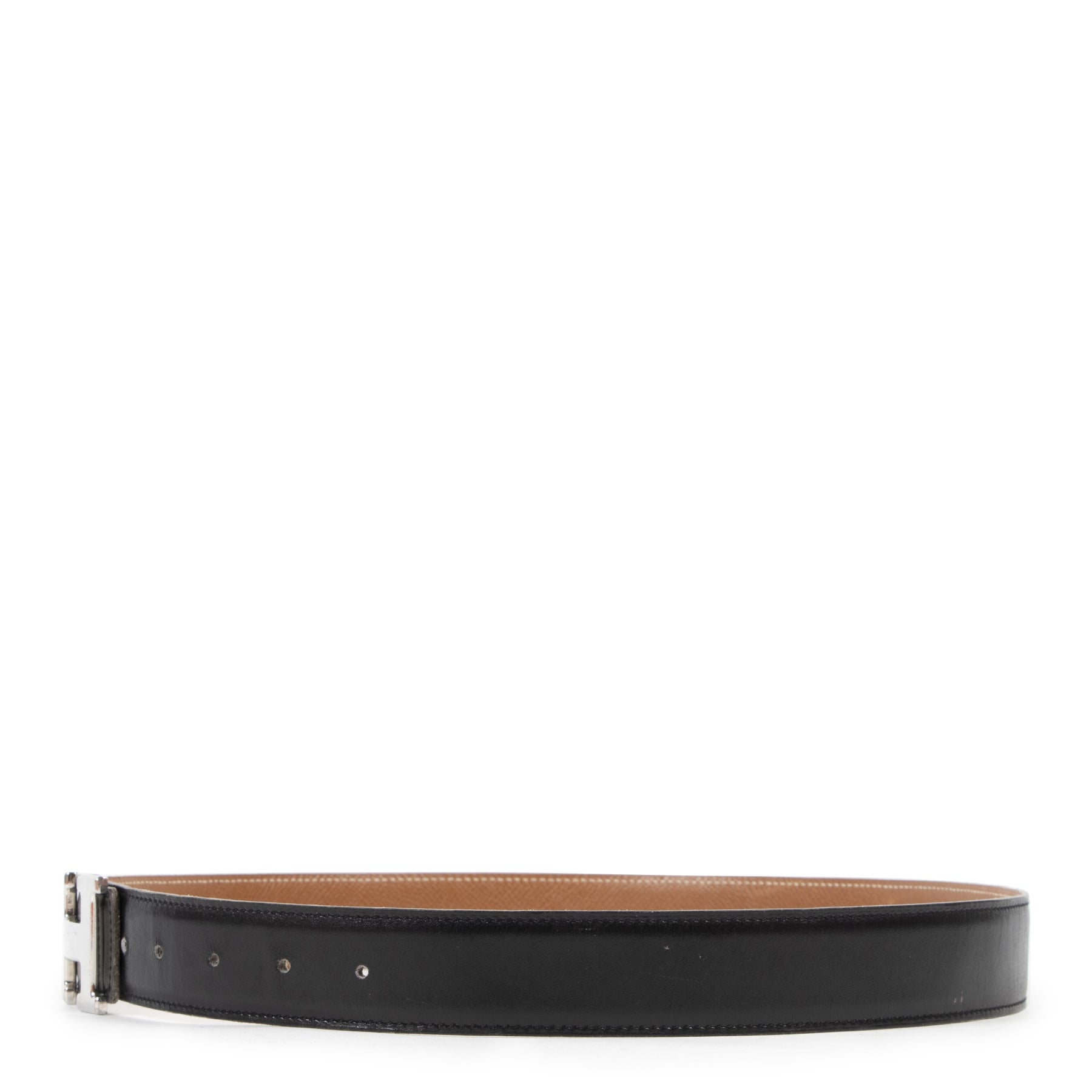 Hermès Reversible Black and Gold Leather Constance Belt te koop aan de beste prijs bij Labellov