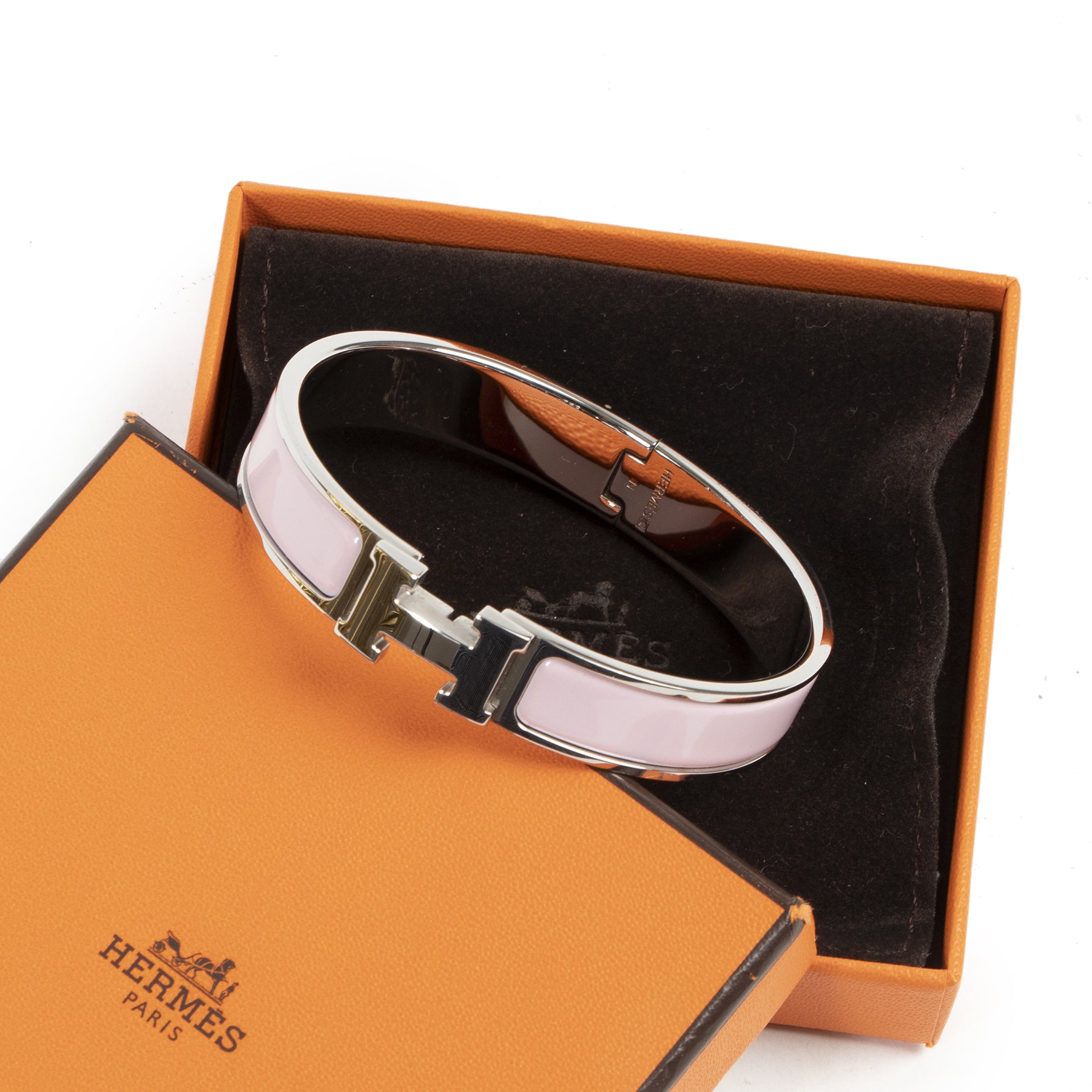 Authentieke Tweedehands Hermès Pink H Clic Clac Bracelet PHW juiste prijs veilig online shoppen luxe merken webshop winkelen Antwerpen België mode fashion