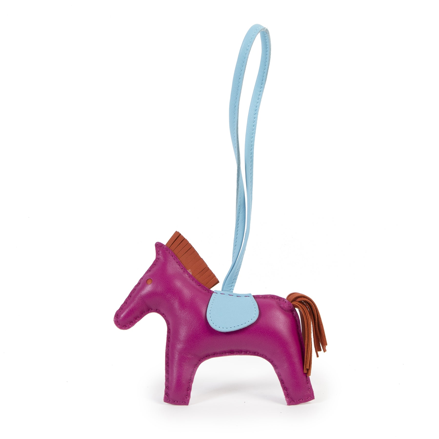 Authentieke Tweedehands Hermès Purple Milo Lambskin Rodeo Horse Bag Charm juiste prijs veilig online shoppen luxe merken webshop winkelen Antwerpen België mode fashion