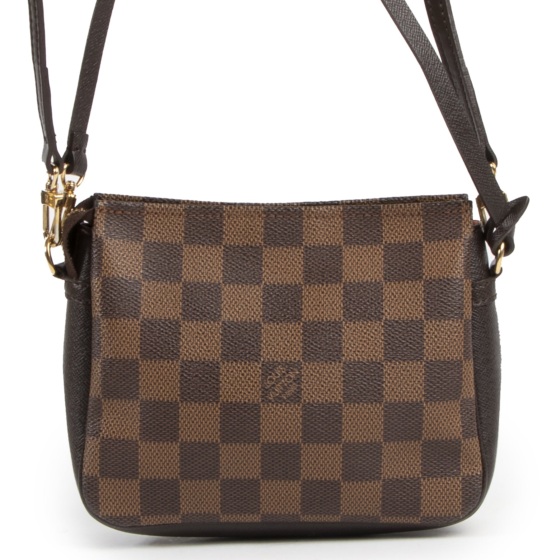 Authentic secondhand Louis Vuitton Damier Ebene Trousse Pochette Crossbody Bag designer bags fashion luxury vintage webshop safe secure online shopping