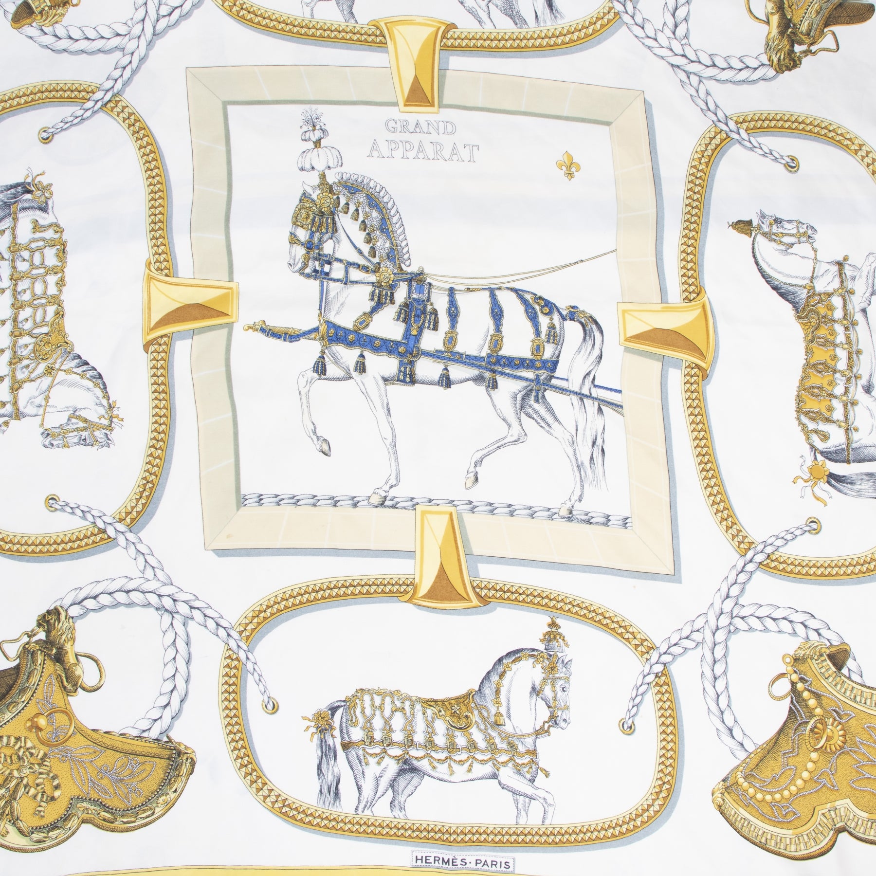Authentic secondhand Hermès Carré Silk Scarf 'Grand Apparat' designer accessories fashion luxury vintage webshop safe secure online shopping