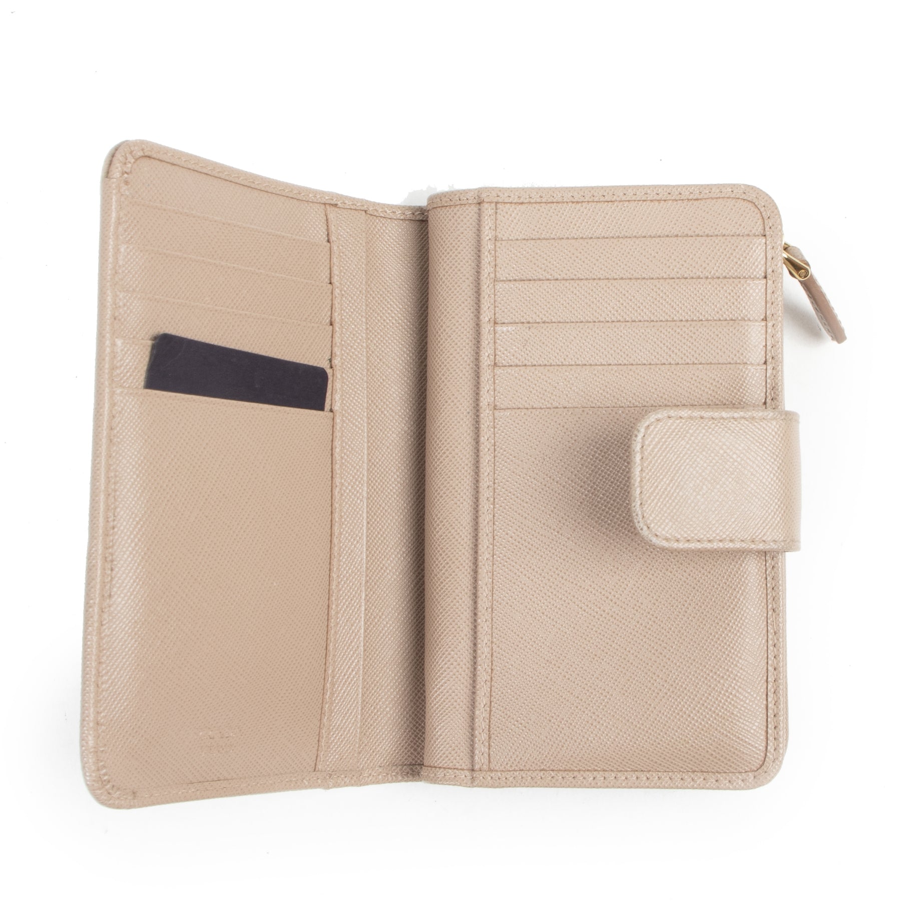 Authentic secondhand Prada Beige Medium Saffiano Wallet designer accessories fashion luxury vintage webshop