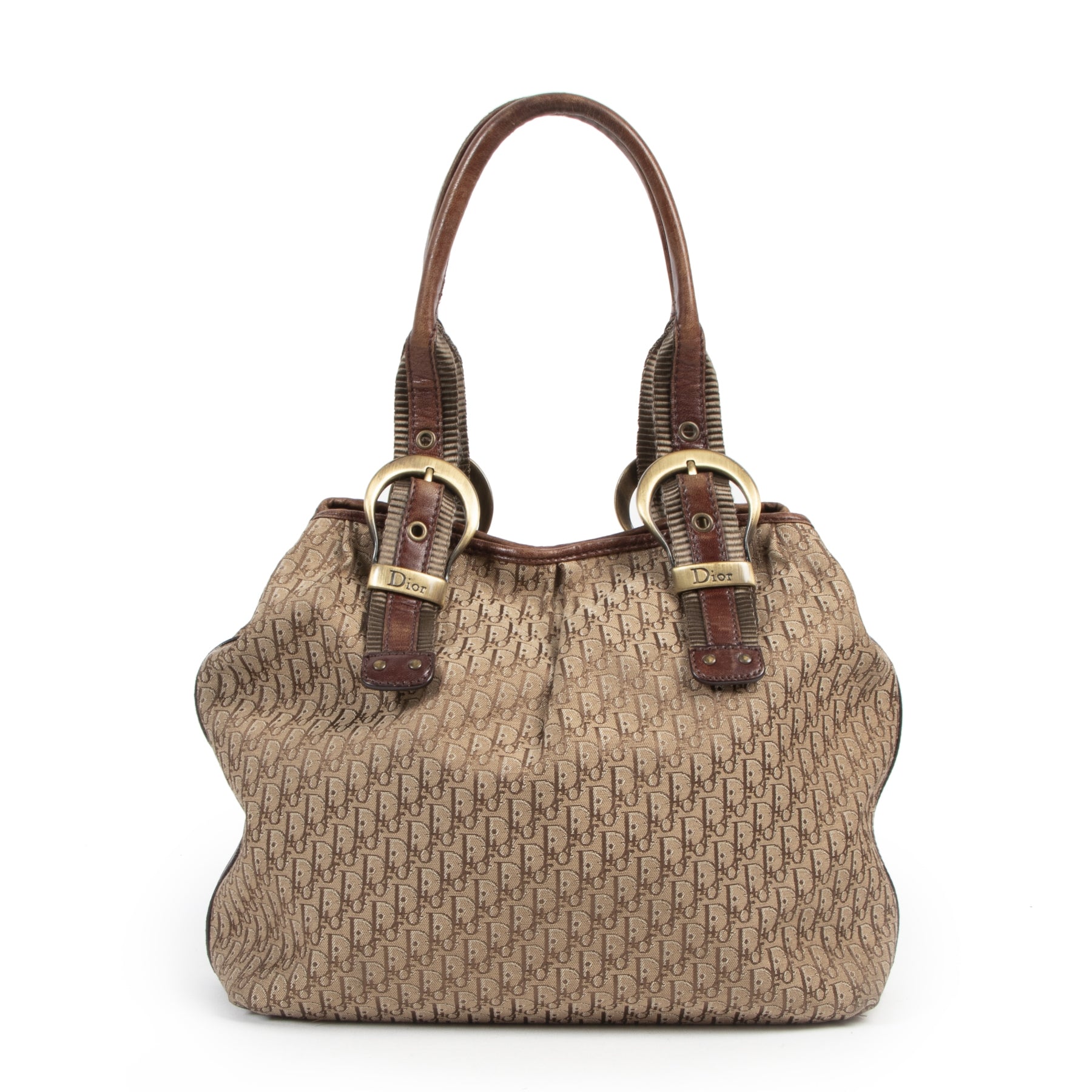 Dior Brown Oblique Shoulder Bag. Authentieke tweedehands vintage Dior handtassen bij LabelLOV Antwerpen. Authentique seconde-main luxury vintage en ligne webshop LabelLOV. Authentic preloved Dior vintage handbags at LabelLOV Antwerp.