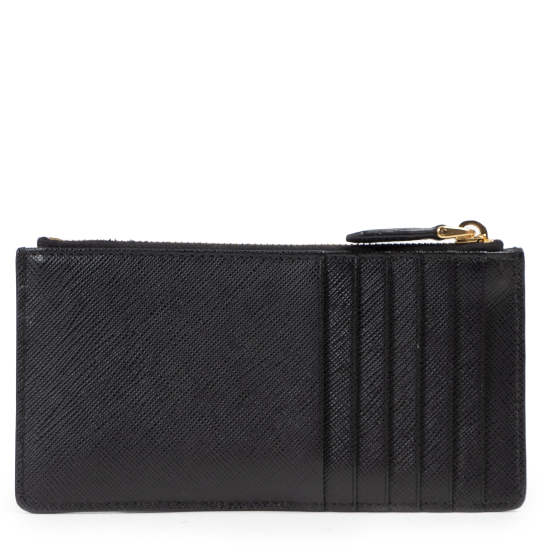 Koop online Prada Black Saffiano Metal Card Holder bij LabelLOV Antwerp