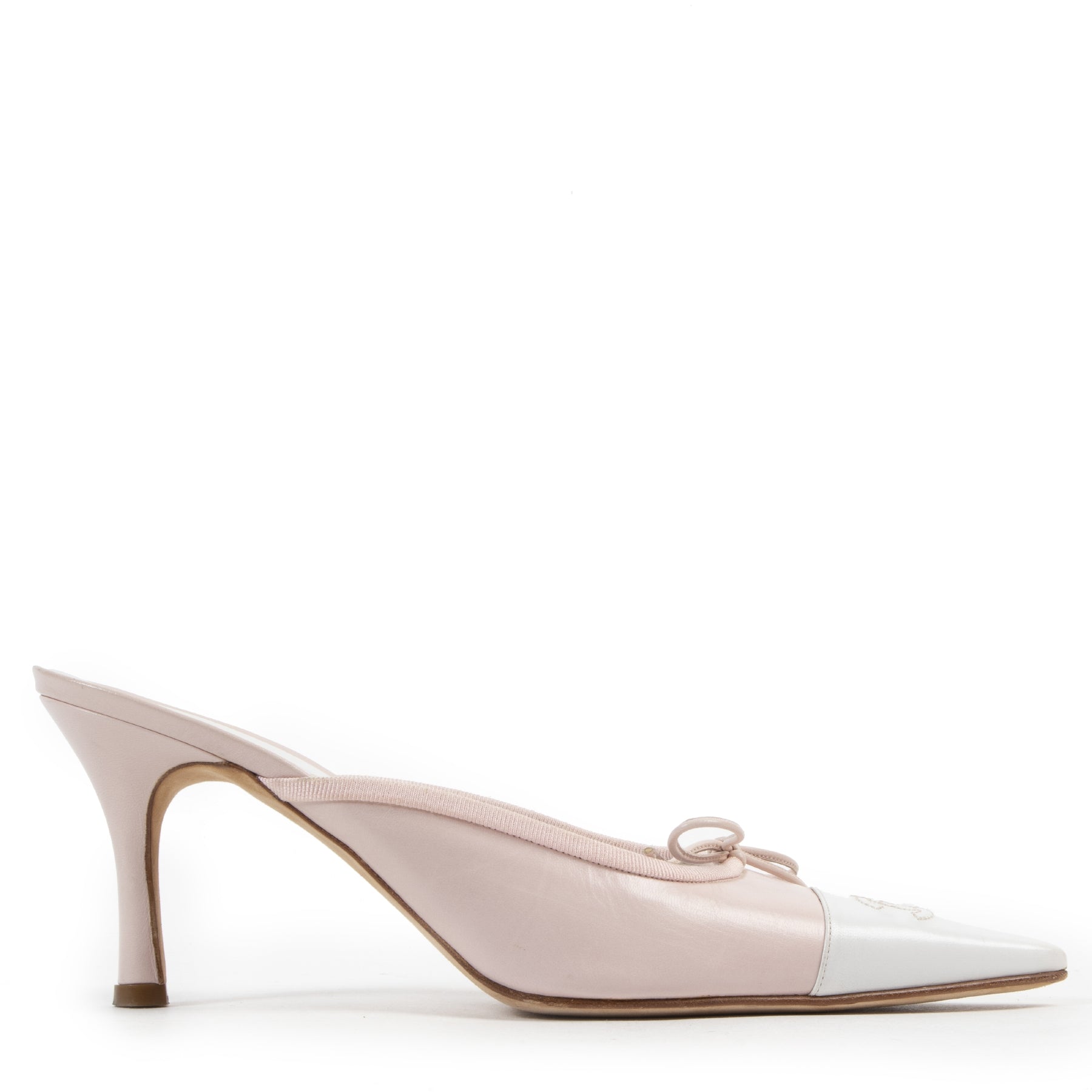 Authentieke Tweedehands Chanel Pink Slingback Pointed Cap-Toe Pumps - Size 39 juiste prijs veilig online shoppen luxe merken webshop winkelen Antwerpen België mode fashion