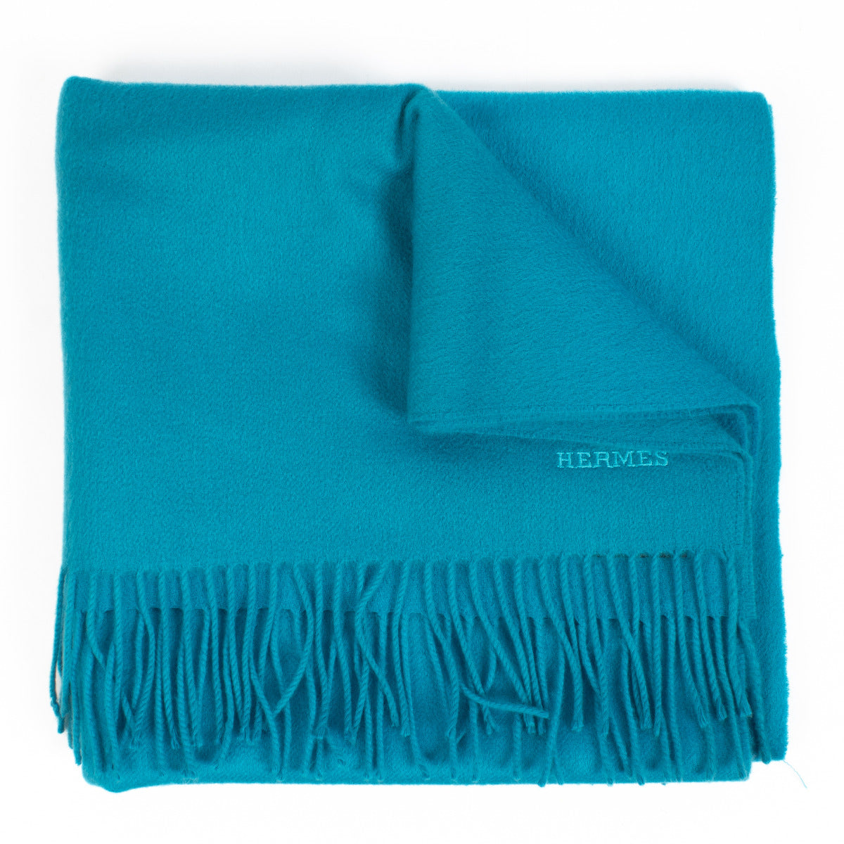 Étole-écharpe Hermès bleue en cachemire et laine