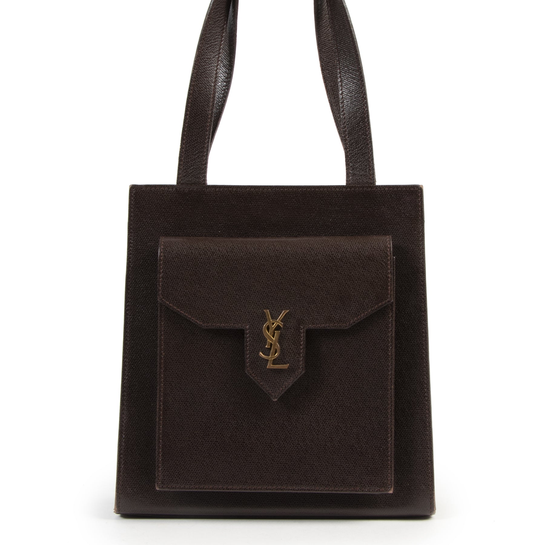 Authentieke Tweedehands Saint Laurent Dark Brown Top Handle Bag juiste prijs veilig online shoppen luxe merken webshop winkelen Antwerpen België mode fashion