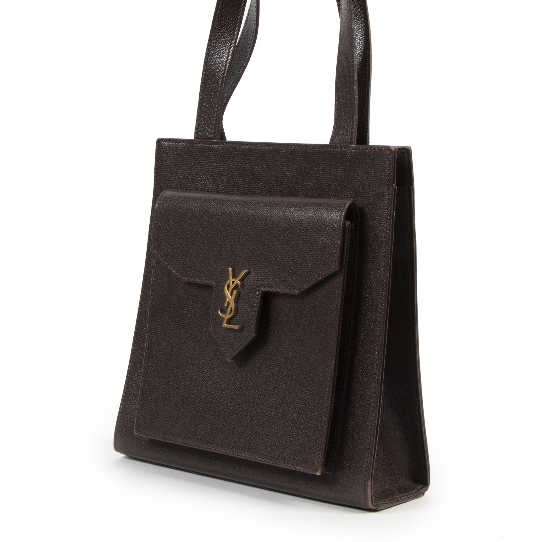 Authentieke Tweedehands Saint Laurent Dark Brown Top Handle Bag juiste prijs veilig online shoppen luxe merken webshop winkelen Antwerpen België mode fashion