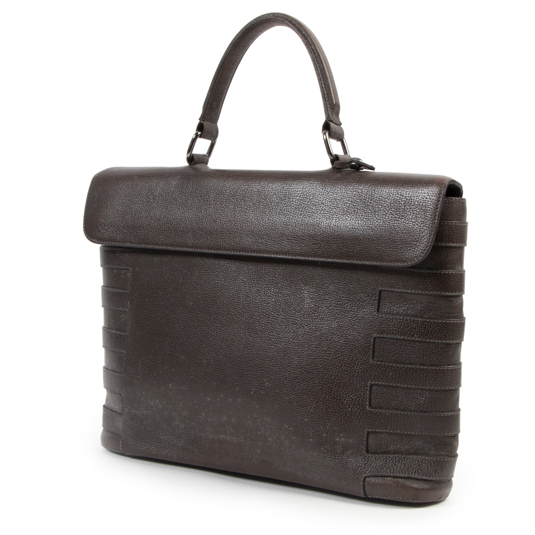 Authentic secondhand Delvaux Brown Top Handle Briefcase Bag designer bags fashion luxury vintage webshop safe secure online shopping