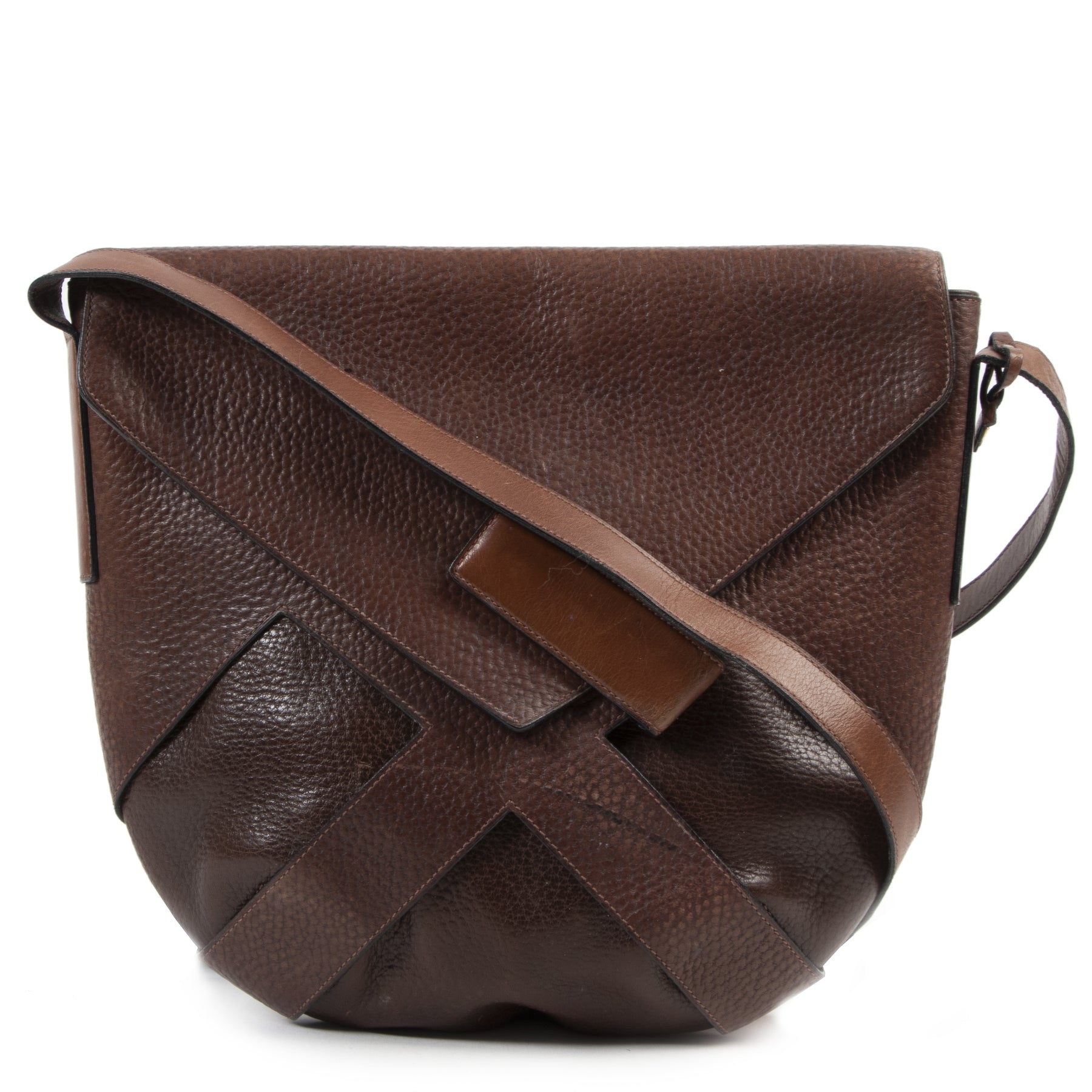 Authentic secondhand Delvaux Brown Leather Flap Bag designer bags fashion luxury vintage webshop safe secure online shopping