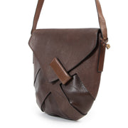 Authentieke Tweedehands Delvaux Brown Leather Flap Bag juiste prijs veilig online shoppen luxe merken webshop winkelen Antwerpen België mode fashion