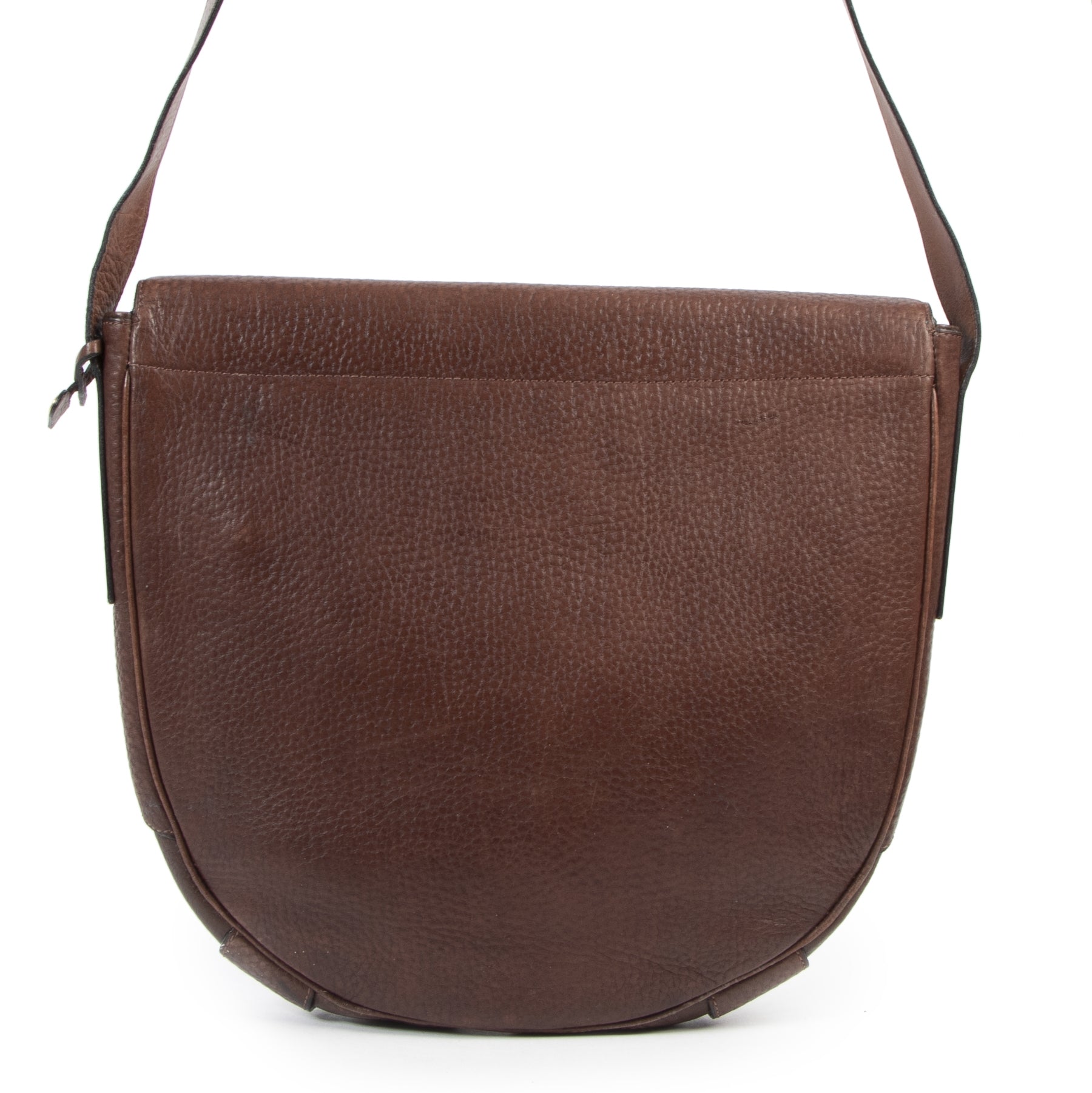 Authentieke Tweedehands Delvaux Brown Leather Flap Bag juiste prijs veilig online shoppen luxe merken webshop winkelen Antwerpen België mode fashion