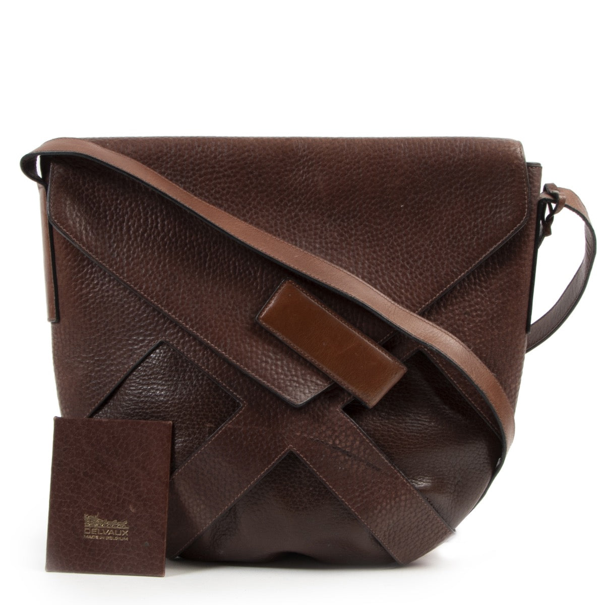 Shop safe online at Labellov in Antwerp this 100% authentic second hand Delvaux Brown Leather Flap Bag Crossbody