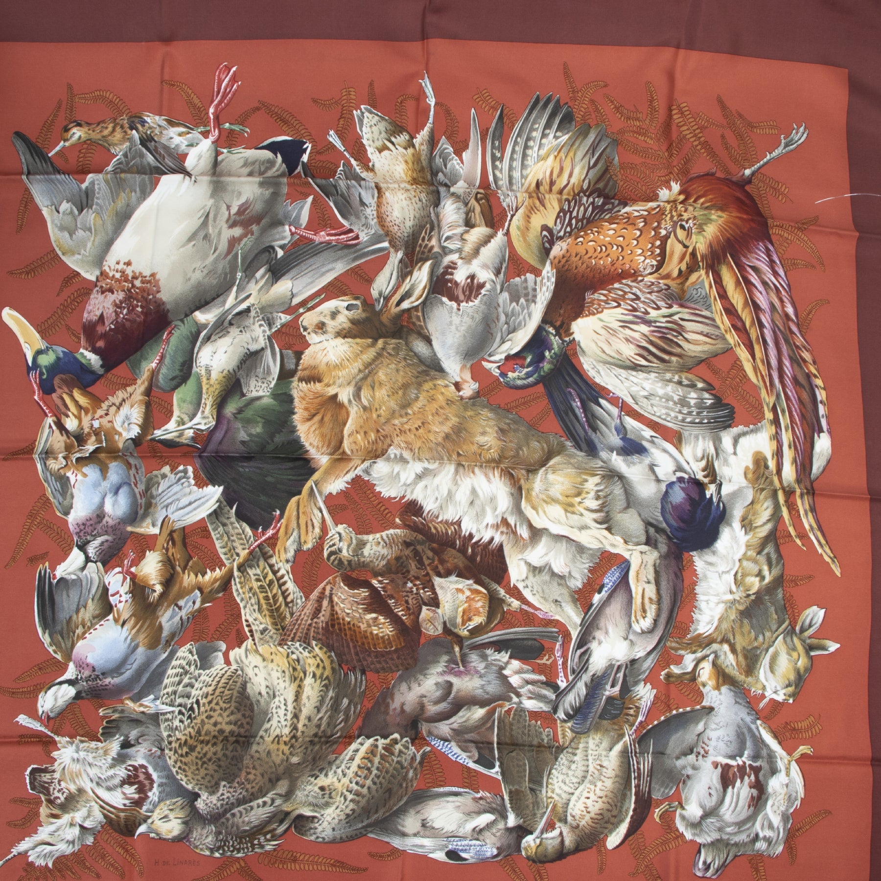 Authentic secondhand Hermès Carré Pheasant Silk Scarf designer accessories fashion luxury vintage webshop safe secure online shopping