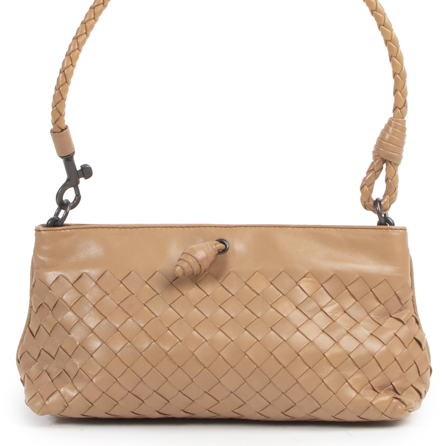Authentic secondhand Bottega Veneta Beige Intrecciato Woven Pochette designer bags fashion luxury vintage webshop safe secure online shopping