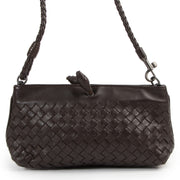 Authentic secondhand Bottega Veneta Brown Intrecciato Woven Leather Pochette designer bags fashion luxury vintage webshop safe secure online shopping