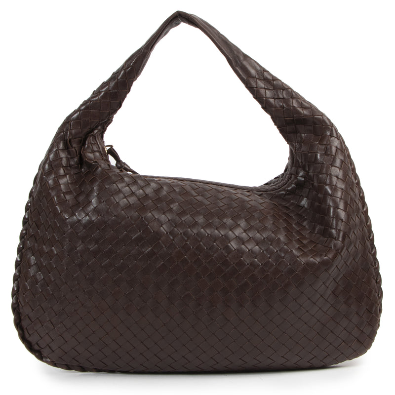 Authentieke Tweedehands Bottega Veneta Brown Intrecciato Woven Leather Hobo Bag juiste prijs veilig online shoppen luxe merken webshop winkelen Antwerpen België mode fashion
