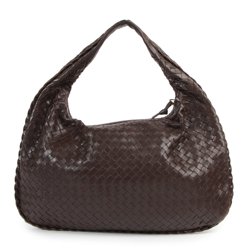 Authentic secondhand Bottega Veneta Brown Intrecciato Woven Leather Hobo Bag designer bags fashion luxury vintage webshop safe secure online shopping